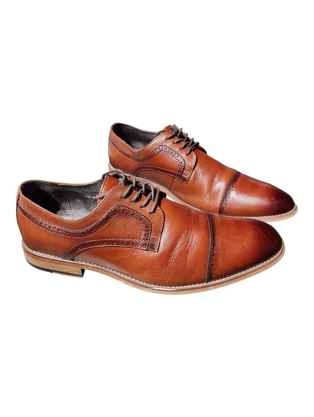 NEW Stacy Adams Leather Dickinson Cap Toe Oxford Cognac Dress Shoes Size 10.5M